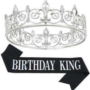 Mens Birthday Party Crown and Sash Set Eye-catching Crown Elegant Color Luxurious Crown for Birthday Celebrations