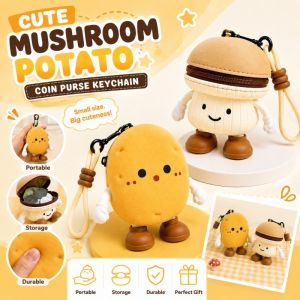 Cute Plush Mini Potato Mushroom Coin Storage Bag Portable Keyring Kids Daily Wallet Gift