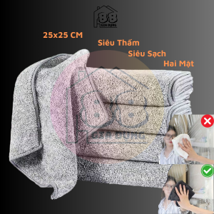 Khăn Lau Bếp Sợi Tre Đa Năng Siêu Thấm Vải Lau Kính Giẻ Lau Tay Hai Mặt Chất Liệu Mềm Mại Kích Thước 25X25 Cm