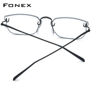 FONEX Pure Titanium Glasses Frame Men Brand Design Square Eyeglasses Business Full-Rim Japanese High-Quality Ultralight Custom Optical Screwless Eyewear 98641
