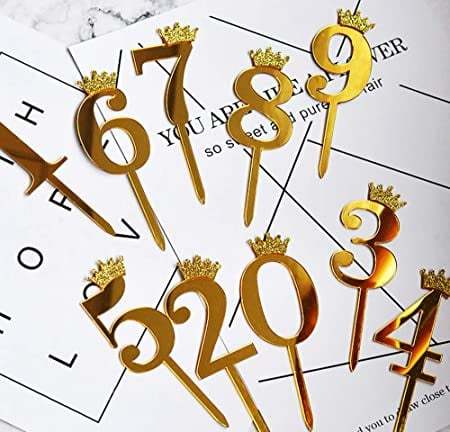 Mini Crown Number Gold Acrylic Cake Topper {pls See descriptions ...