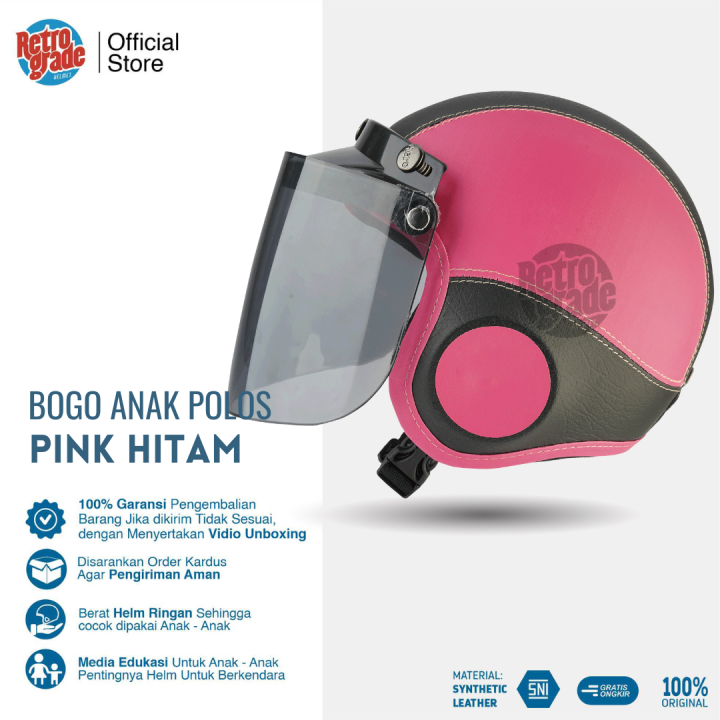 RetroGrade%20Helm%20Bogo%20Anak%20helem%20retro%20anak%20Lucu%20Polos%20Usia%202-6%20Tahun%20Kaca%20Flat/Datar%20-%20Pink%20Hitam%20-%20Image%203