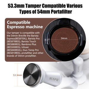 IKAPE Espresso Tamper V3 Premium Barista Coffee Tamper with Calibrated Spring Loaded 100% Stainless Steel Base Tamper (White)