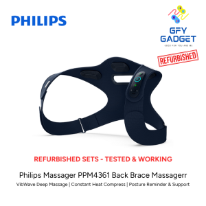 [REFURBISHED] Philips PPM4361 Back Brace Massager | VibWave Deep Massage | Constant Heat Compress | Posture Reminder & Support