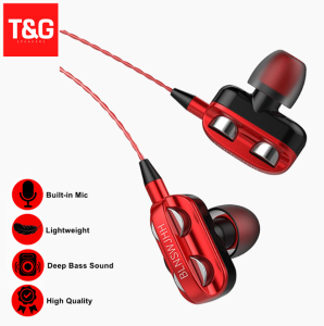 A4 Super Bass Double Speaker Wired Sport Earphone with Microphone 3.5mm