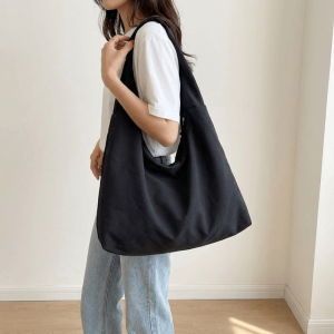 Dây kéo Nylon Túi đeo vai Vải Phong cách Nhật Bản Túi xách đi làm đa năng Màu đồng nhất Nhiều túi Túi tote dung tích lớn2026