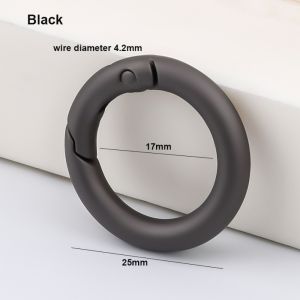 JURHOMIE Zinc Alloy Plated Gate Spring Carabiner 25/28/35mm Black O-Ring Buckles Clips High Quality Multisizes Purses Handbags Carabiner