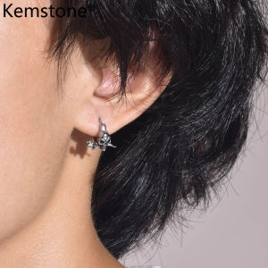 Kemstone Hip Hop Male Rose Flower Stud Earrings Jewelry Gift