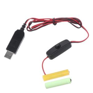 LR03 3A Eliminators Cable 1m USB Power Supply Cable Replace 2pcs 1.5V 3A for Electric Toy Flashlights