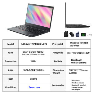 Lenovo Thinkpad L590 Laptop office gaming Laptop 8th Gen Intel i5 8265U processor 15.6inch ultrathin IPS FHD 1920*1080 screen 16GB RAM /256TB SSD gaming/Office / online courses compute Laptop 1 yr warranty