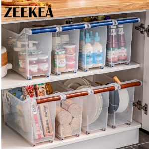 Zeekea Kitchen Storage Cabinet Box Storage Organizers Storage Bins Plastic Organizers Snack Storage
