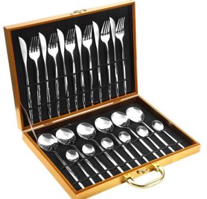 24 Pieces / Set Luxury Gold Cutlery Set Gold Plated Stainless Steel Cutlery-ASIANMART