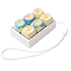 MADEWITH Push Button Button Squeeze Keychain Decompression Cute Animal Shape Fidget Keychain  Stress Relief Finger Keyboard Cap Kids Adults