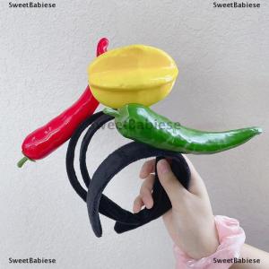 [COD] SweetBabiese Hài hước mô phỏng trái cây rau tóc Hoop bánh mì Cà Rốt chuối hairband tiêu Headband sinh nhật Cosplay Halloween mũ nón