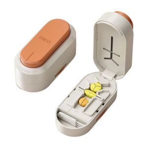 HAF0083 Sliding Adjust Portable Pill Cutter Adjustable Design Dustproof Tablet Splitter Compact Precise Cutting Pill Storage Box Travel Use