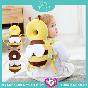 VREN หมอนเด็กทารกหัวป้องกันหมอนนุ่มเด็กวัยหัดเดินหมอนป้องกันการตกการ์ตูนผึ้งเบาะตกแต่งเด็ก
