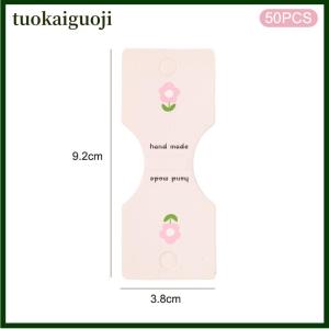 tuokaiguoji 50PCS Pink Flower Fold Packing Cardboard Display Cards For Handmade Necklace Bracelet Headwear Hairband Retail Hanging Labels