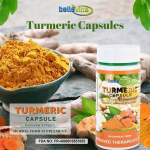 Bellevine Turmeric Curcumin Capsules 500mg 100s | Antioxidant Bones Joint Skin & Liver Health Support