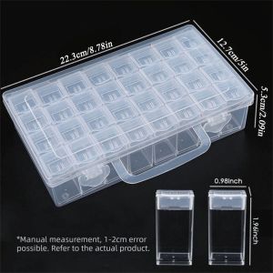 MILDGLOW Rõ ràng Hộp đựng hạt Perler Tự làm có tay cầm Hộp đựng dụng cụ thêu  cương Di động Hộp đựng phụ kiện trang trí móng tay