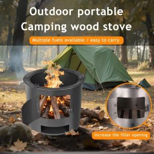 CANICECA Stable Base Wood Fire Stove Thickened Hand-held Outdoor Wood Burning Stove Durable Easy to Carry Charcoal Stove for Tea Making Heating Cooking Outdoor BBQ Home Use