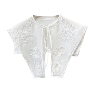 Phong cách thêu hình bươm bướm trắng có thể tháo rời Cổ Phụ kiện chuyên nghiệp cổ áo cho phong cách trang phục tăng cường