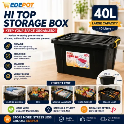 Edepot 40 Liters 1pc Only Black Storage Box