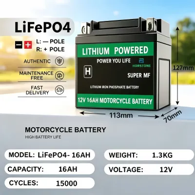 HONSTONE 12V LiFePO4 Motorcycle Battery Lithium Powered Super MF 15000+ Cycles Maintenance-free