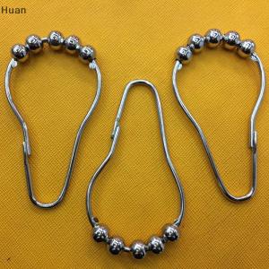 【Special price】Huan 12pcs Stainless Steel Curtain Hooks Bath Rollerball Shower Curtains Glide Rings