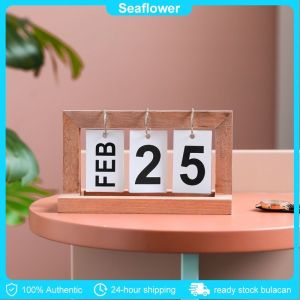 【Available】Wooden Desk Calendar Ins Style Desktop Decoration Home Office Calendar Day Date Office Calendar