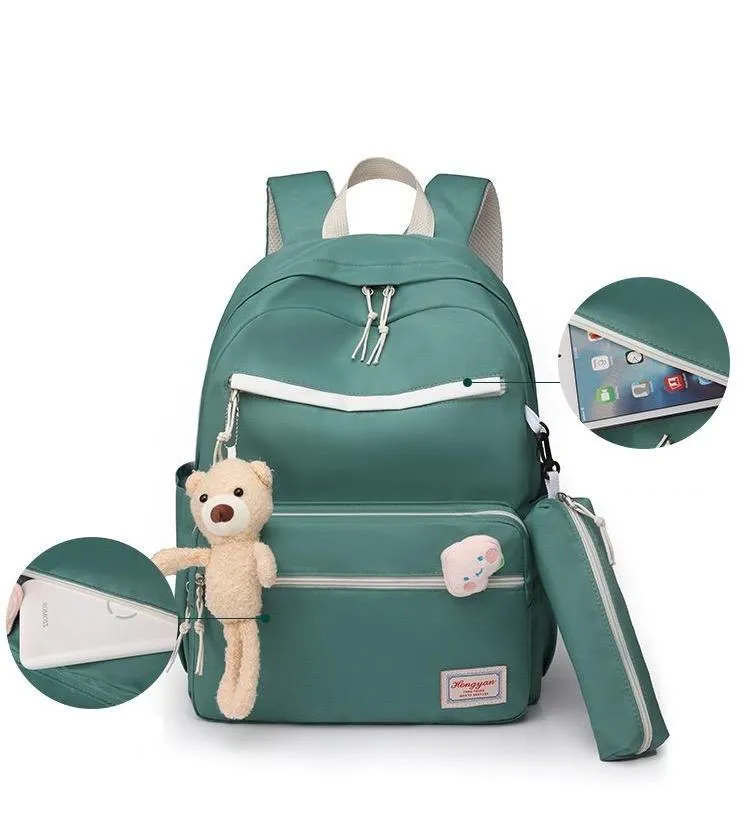 Always #666-19 Casual Style Backpack School Bag for Student with  Plushie Bear 17inches