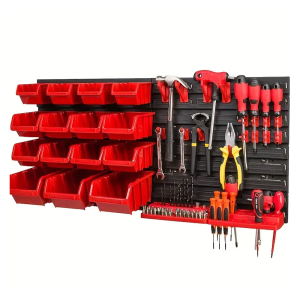 Wall Mount Tool Organizer 39PCS Storage Boxes Pegboard Panels Storage Bins for Nuts Bolts and Hardware Parts Tool Holder Screwdriver Wrench Scissors and Other Tools for Garage Workshop Pegboard
