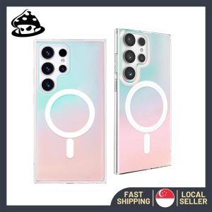 [✅SG Ready Stock] Phone Case For Samsung S25 24 23 Plus Ultra Magnetic Laser TPU PC Hard Phone Protective Case 三星手机壳
