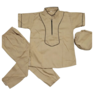 Koko anak laki laki 1-10 tahun motif lis polos setelan pakaian muslim plus peci