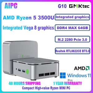 GMKtec G10 AMD Ryzen 5 3500U Mini PC Win11 DDR4  Display Office MINI PC