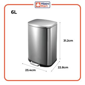 EKO Dustbin | Della | EK9366 | 20L | Dustbin | Trash Bin | Waste Bin | Stainless Steel | Soft Closing | 6L/12L/20L/35L/50L