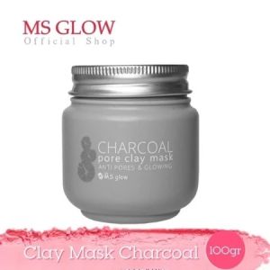 Masker Wajah MS GLOW Claymask Charchoal | Masker Claymask Anti Komedo | Kulit Wajah Tampah Bercahaya