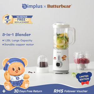 【Simplus×Butterbear】Multi-functional Blender丨1.25L Capacity丨380W Copper Motor丨3 Cups With 3 Blade Types丨Juicing Mincing Grinding