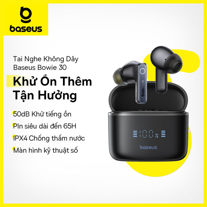 Tai nghe không dây thực sự Baseus Bowie 30 ANC -50dB Tai nghe khử tiếng ồn chủ động Màn hình đào tạo Tai nghe không dây