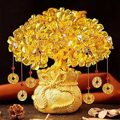 Money Tree Crystal Lucky Bonsai - With Money Bag Wealth Home Decoration & Business Craft