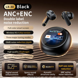 New LX30 touch screen round screen Bluetooth headset wireless ANC + ENC dual mark noise reduction with smart display tws headset