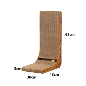HATELI Cat Scratcher L Shape Cat Scratch Pad Wall Mounted Cat Scratching Cardboard with Ball Toy for Indoor Cats