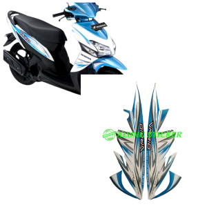 STIKER STRIPING LIS LES BODY MOTOR VARIO CW 110 2012 FULL PUTIH-BIRU 1SET STANDAR