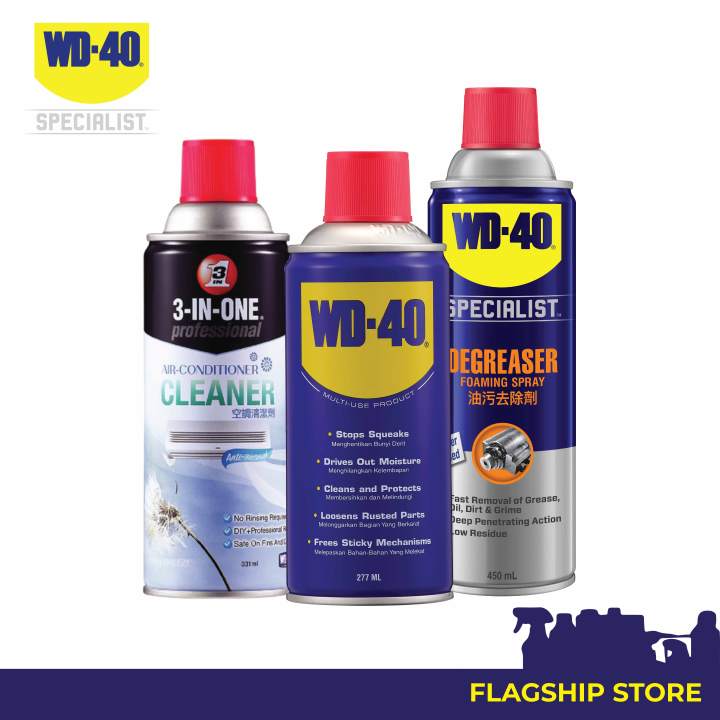 WD40 Cleaner Pack Multi Use Product 277ml + Degreaser 450ml + Air Cond