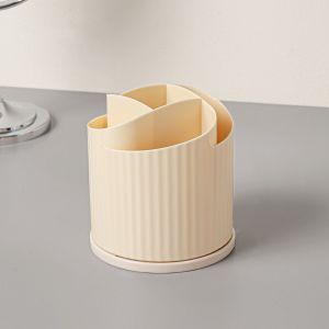 SMVU Multi-function Makeup Brush Box Plastic 360 Rotating Stationery Organizer Portable Practical Student Pen Holder Organizer