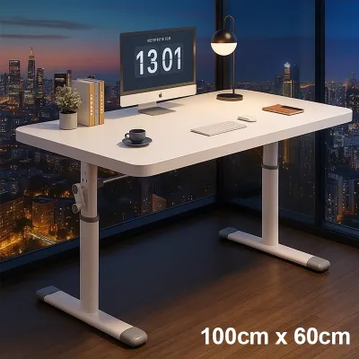 SAINTVILLA Liftable Computer Desk 120-100CM Adjustable Height Study & Game Table with Thickened Board Ergonomic Home Office Workstation