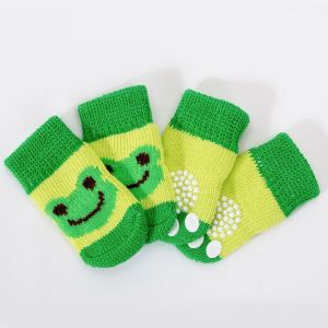 4Pcs Pet Dog Socks Cute Anti-Slip Cats Puppy Shoes Pet Paw Protector Socks Pet Cotton Anti-Skid Sock