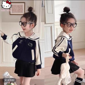 Christmas gifts Halloween Sanrio Hello Kitty Girls Baseball Uniform Spring Autumn New Children Clothing Zipper Tops Versatile Casual Sweet Comfort Jacket