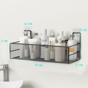 ตะแกรงวางของติดผนัง ที่วางของติดผนัง สีขาว สีดำ แบบไม่ต้องเจาะผนัง มีกาวแถม