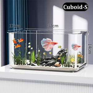 Integrated Fish Tank Clear Plastic Aquarium Desktop Ecological Box High Transparency Durable Guppy