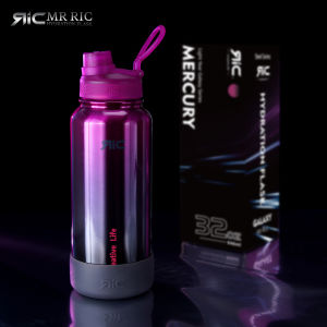 Mr Ric Metallic Hydration Flask with Boot Insulated Vacuum Water Bottle Thermal Tumbler Spout Lid Hot and Cold Double Wall Insulation Light Year Galaxy Series 40oz 32oz 22oz 16oz